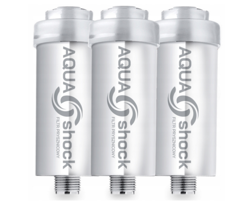 3x FILTR WODY PRYSZNICOWY AQUA shock CHROM SREBRNY DO PRYSZNICA NA PRYSZNIC 3x Filtr Prysznicowy AQUA shock Srebrny