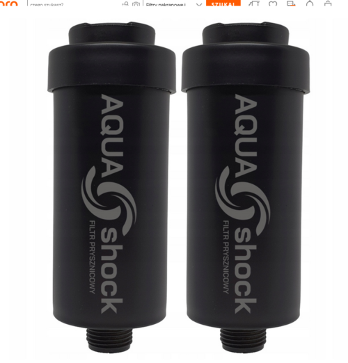 Filtr prysznicowy AQUA Shock czarny KDF do prysznica 2x FILTR do WODY PRYSZNICOWY KDF AQUA shock CZARNY